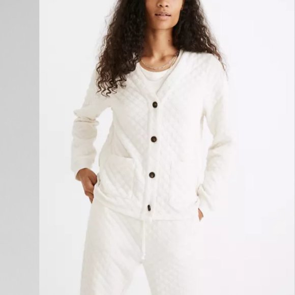 Madewell Sweaters - Madewell (Re)sourced Quilted Crop Button Front Cardigan Sweatshirt S